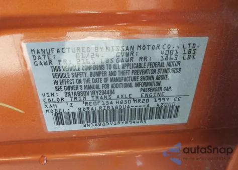 2024 Nissan Sentra Sr Xtronic Cvt z USA, uszkodzony, nr VIN 3N1AB8DV1RY294484
